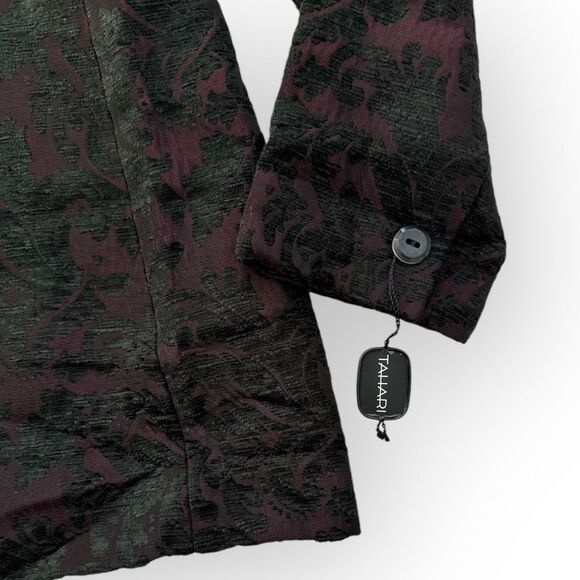 TAHARI Vintage With Tags Burgundy and Black Lined Blazer Wm Sz 8 - Picture 6 of 9
